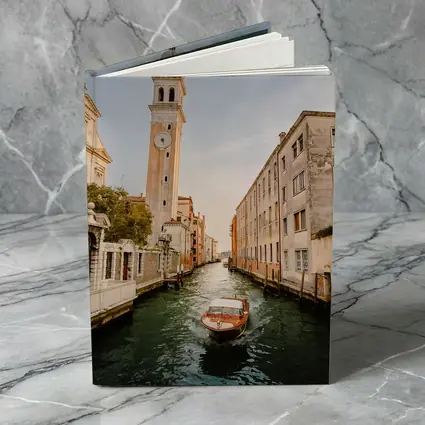 Venice Canal Boat Church Tower Italy