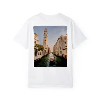 Venice Canal Boat Church Tower Italy