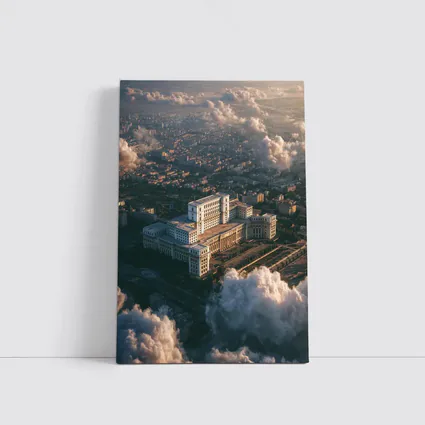 Palace of Parliament Bucharest Aerial Cloud View