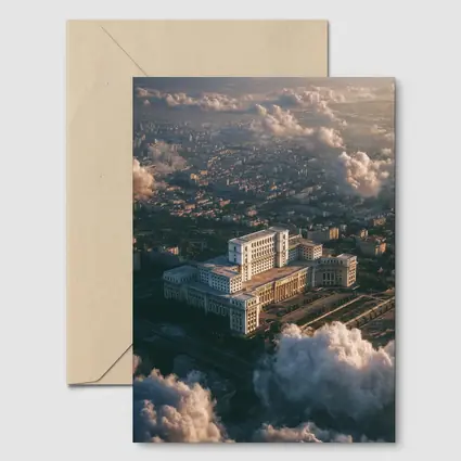Palace of Parliament Bucharest Aerial Cloud View