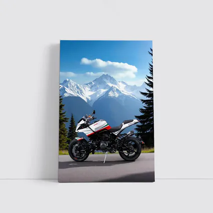 Aprilia Motorcycle Parked Against Snowy Mountains