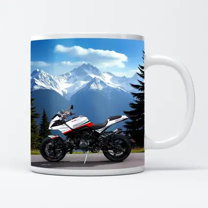 Aprilia Motorcycle Parked Against Snowy Mountains