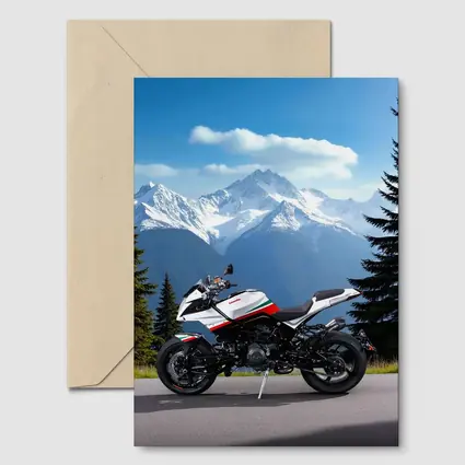 Aprilia Motorcycle Parked Against Snowy Mountains