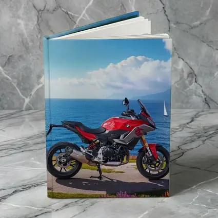 BMW Motorcycle Red Coastal Ocean Blue Sky