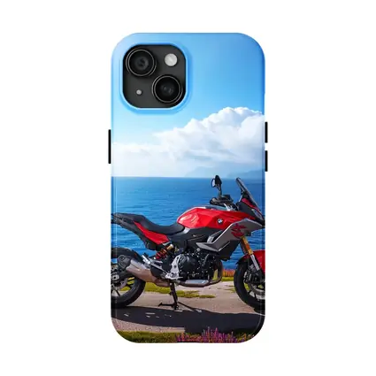 BMW Motorcycle Red Coastal Ocean Blue Sky