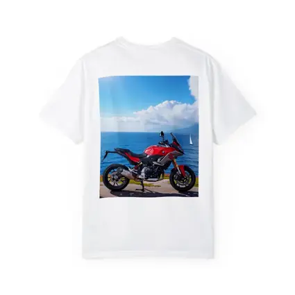 BMW Motorcycle Red Coastal Ocean Blue Sky