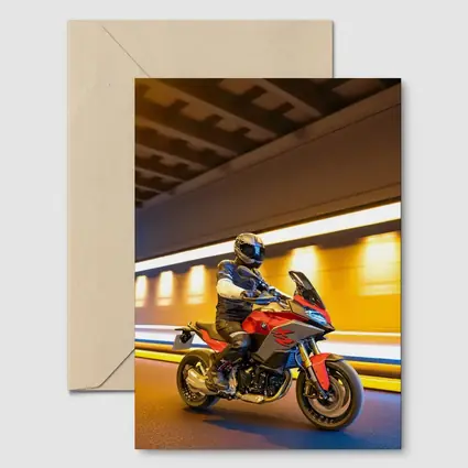 BMW Motorcycle Rider Speeding Through Tunnel