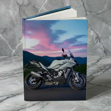 BMW Motorcycle Parked at Dusk Sky