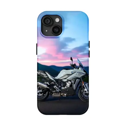 BMW Motorcycle Parked at Dusk Sky