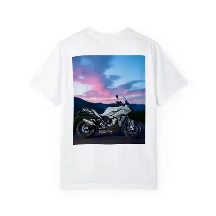 BMW Motorcycle Parked at Dusk Sky