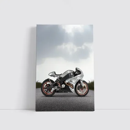 Silver Sport Bike Concept Dramatic Sky