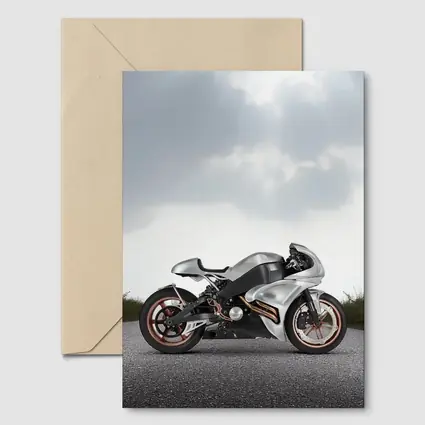 Silver Sport Bike Concept Dramatic Sky