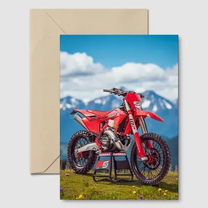 GASGAS Red Dirt Bike Alpine Mountain Backdrop