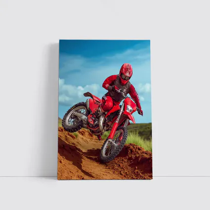 Red Dirt Bike Rider Sandy Motocross Track