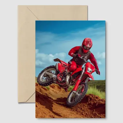 Red Dirt Bike Rider Sandy Motocross Track