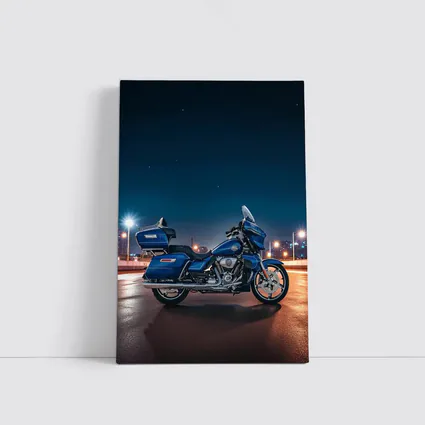 Harley Davidson Touring Motorcycle Blue Night City