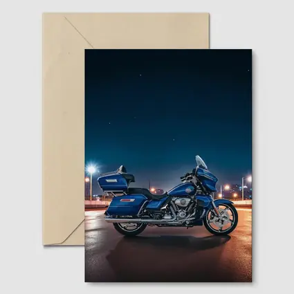 Harley Davidson Touring Motorcycle Blue Night City