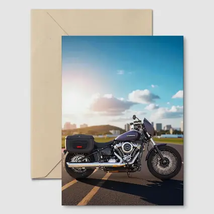 Harley Davidson Cruiser Motorcycle City Skyline