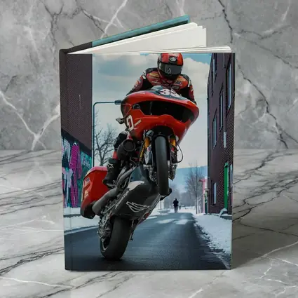Red Motorcycle Wheelie Urban Street Winter