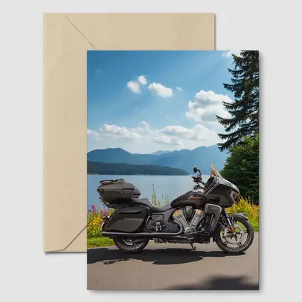 Indian Motorcycle Lakeside Mountain Landscape