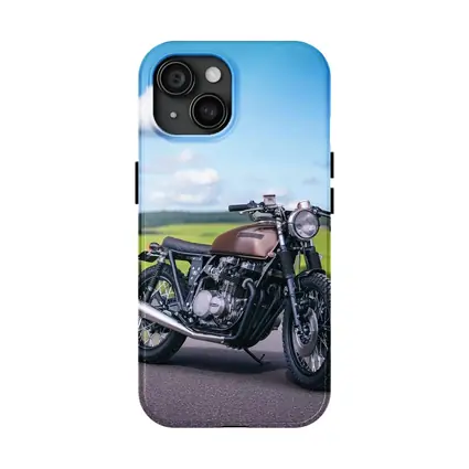 Custom Cafe Racer Motorcycle Green Countryside Road