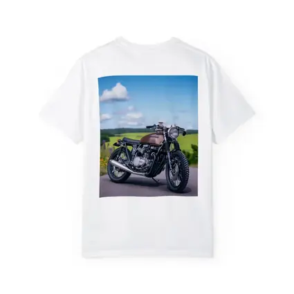 Custom Cafe Racer Motorcycle Green Countryside Road