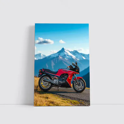 Kawasaki Sport Bike Red Mountain Backdrop