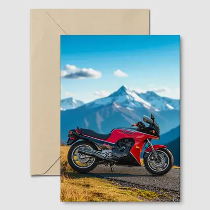 Kawasaki Sport Bike Red Mountain Backdrop