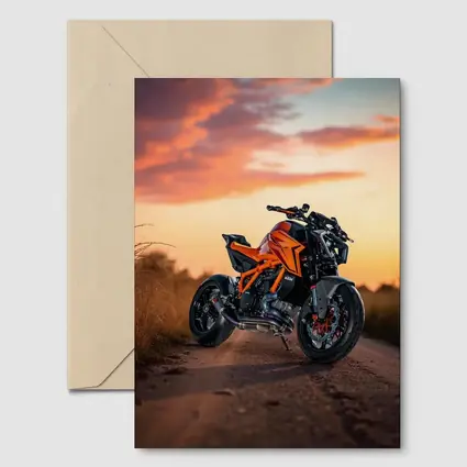 KTM Naked Bike Orange Sunset Road