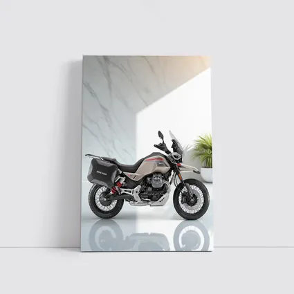Moto Guzzi Adventure Motorcycle White Studio Setting