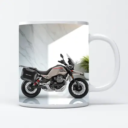 Moto Guzzi Adventure Motorcycle White Studio Setting