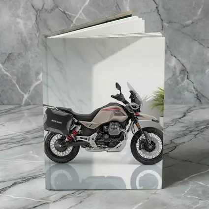 Moto Guzzi Adventure Motorcycle White Studio Setting