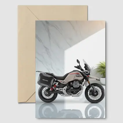 Moto Guzzi Adventure Motorcycle White Studio Setting