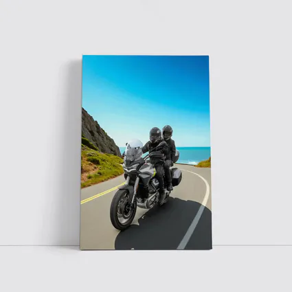Adventure Motorcycle Duo Riding Coastal Road