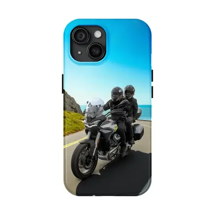 Adventure Motorcycle Duo Riding Coastal Road