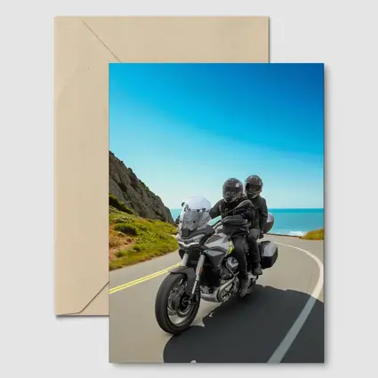 Adventure Motorcycle Duo Riding Coastal Road