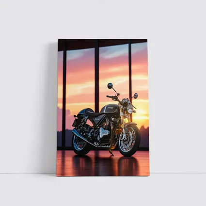 Norton Motorcycle Parked Against Sunset Sky