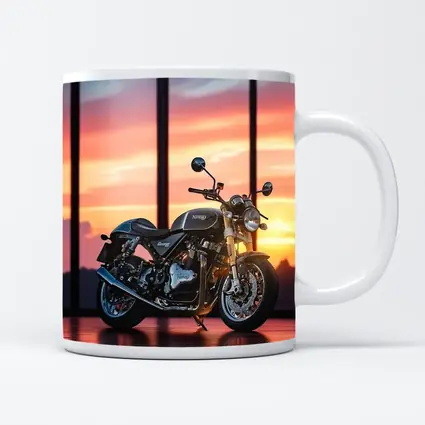 Norton Motorcycle Parked Against Sunset Sky