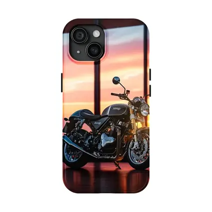 Norton Motorcycle Parked Against Sunset Sky