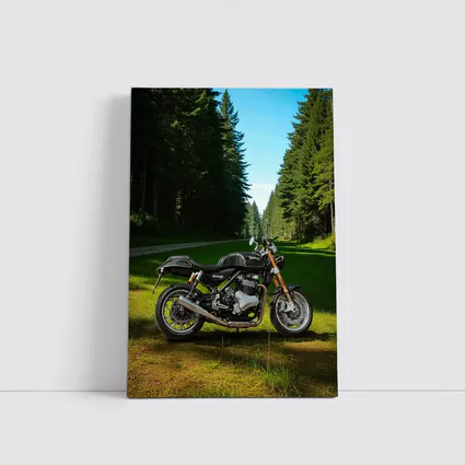 Norton Commando Motorcycle Forest Road Setting