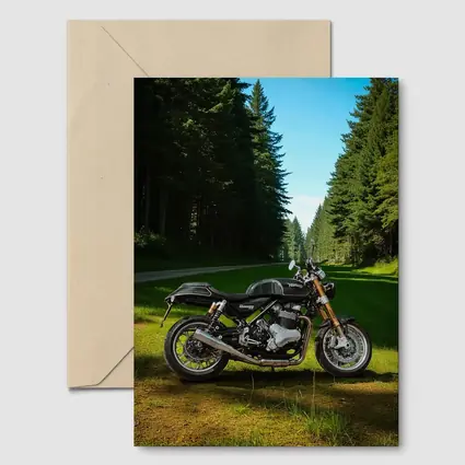 Norton Commando Motorcycle Forest Road Setting