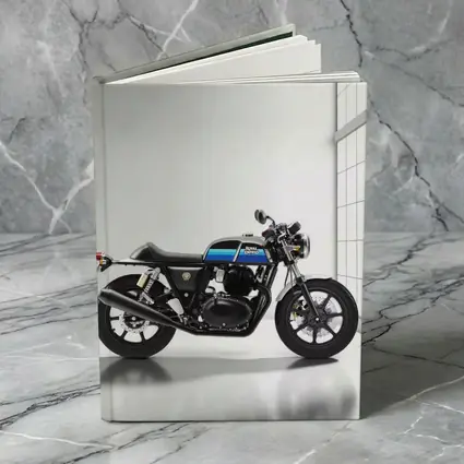 Royal Enfield Cafe Racer Blue Silver Studio