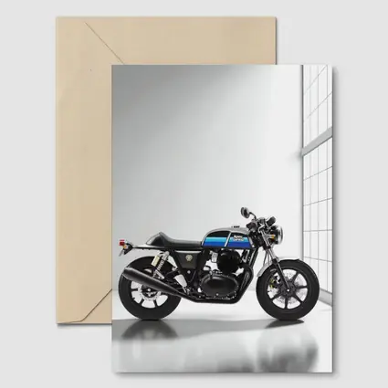 Royal Enfield Cafe Racer Blue Silver Studio