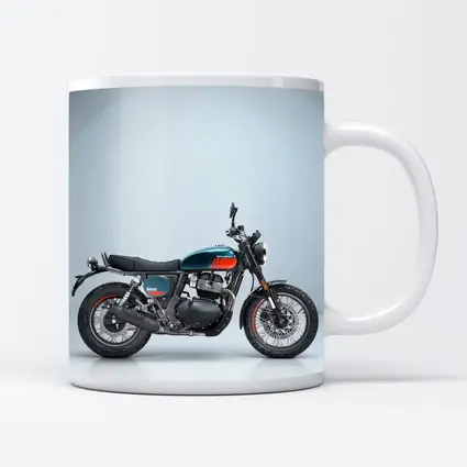 Royal Enfield Scrambler Motorcycle Blue Gray Background