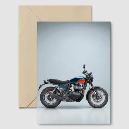 Royal Enfield Scrambler Motorcycle Blue Gray Background