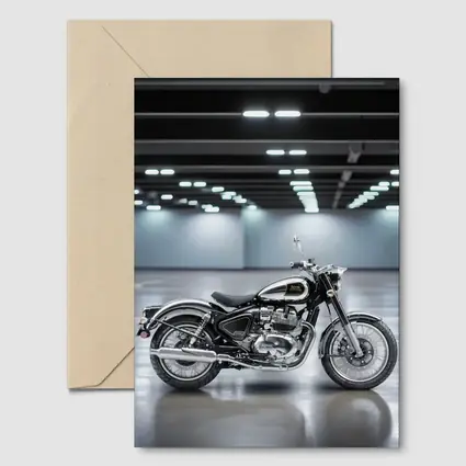 Royal Enfield Classic Black Motorcycle Indoor Studio
