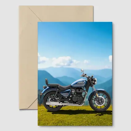 Royal Enfield Meteor Blue Mountain Landscape