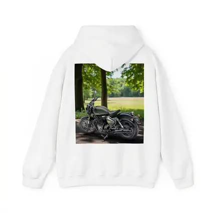 Dark Green Cruiser Motorcycle Parked Forest Setting