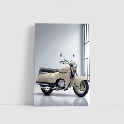 Cream Vintage Scooter Motorcycle White Studio
