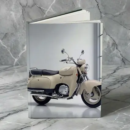 Cream Vintage Scooter Motorcycle White Studio